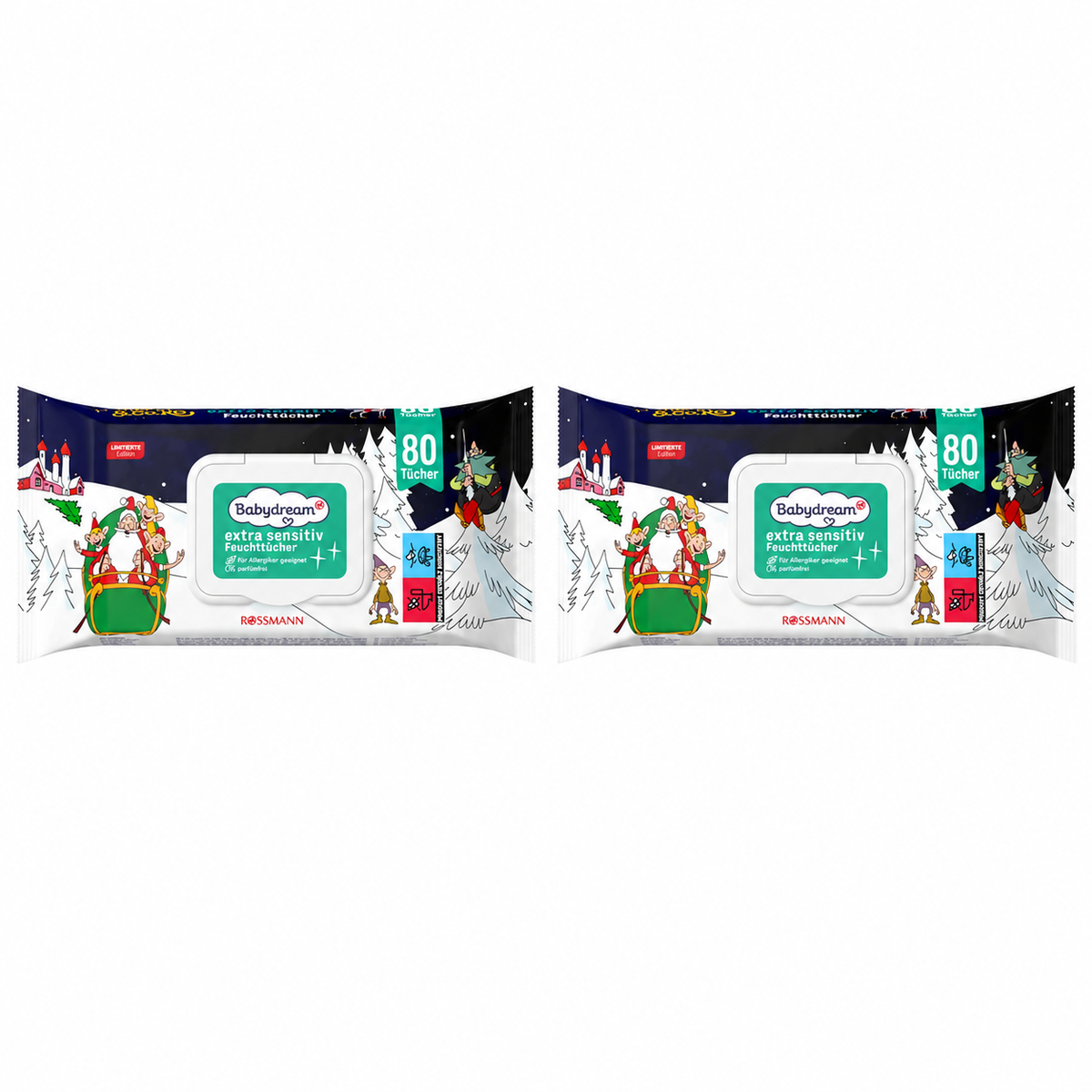 Babydream Extra Sensitiv Feuchttucher 2er Set Design zufällig