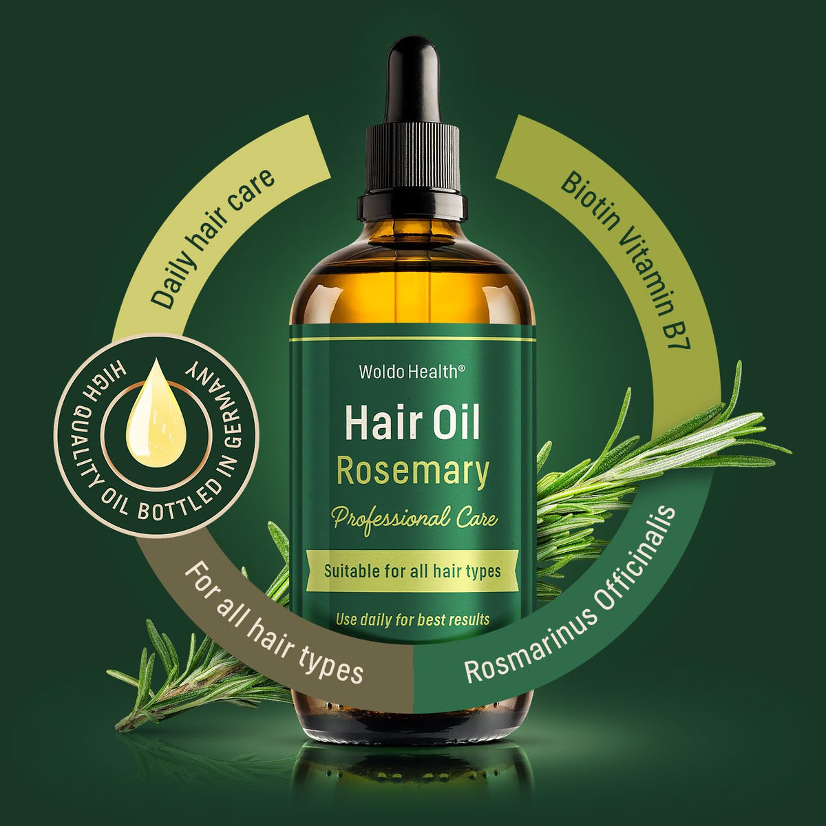 WoldoHealth Rosmarinöl Haaröl für Haare & Kopfhaut 100 ml