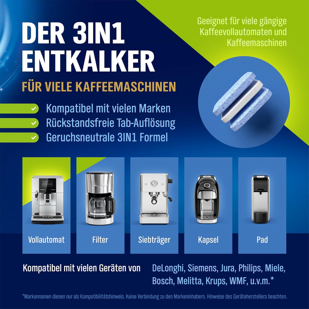 WoldoClean 3in1 Entkalkungstabletten Kaffeevollautomat 65 St.