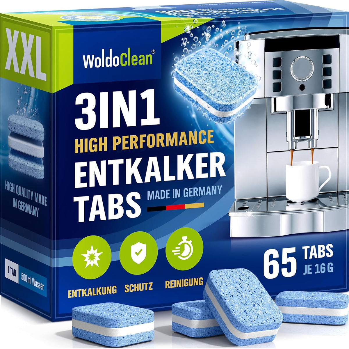 WoldoClean 3in1 Entkalkungstabletten Kaffeevollautomat 65 St.