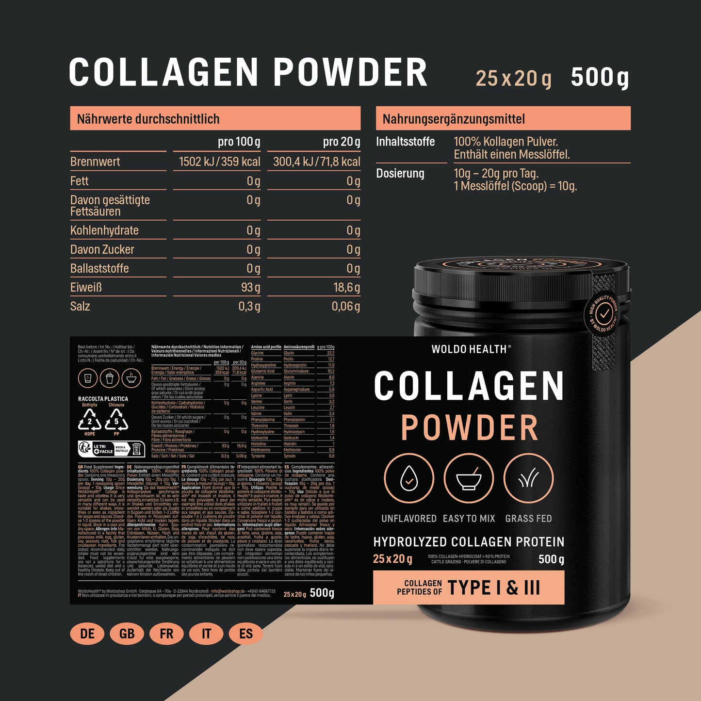 Woldoshop Kollagen Ergänzungsmittel