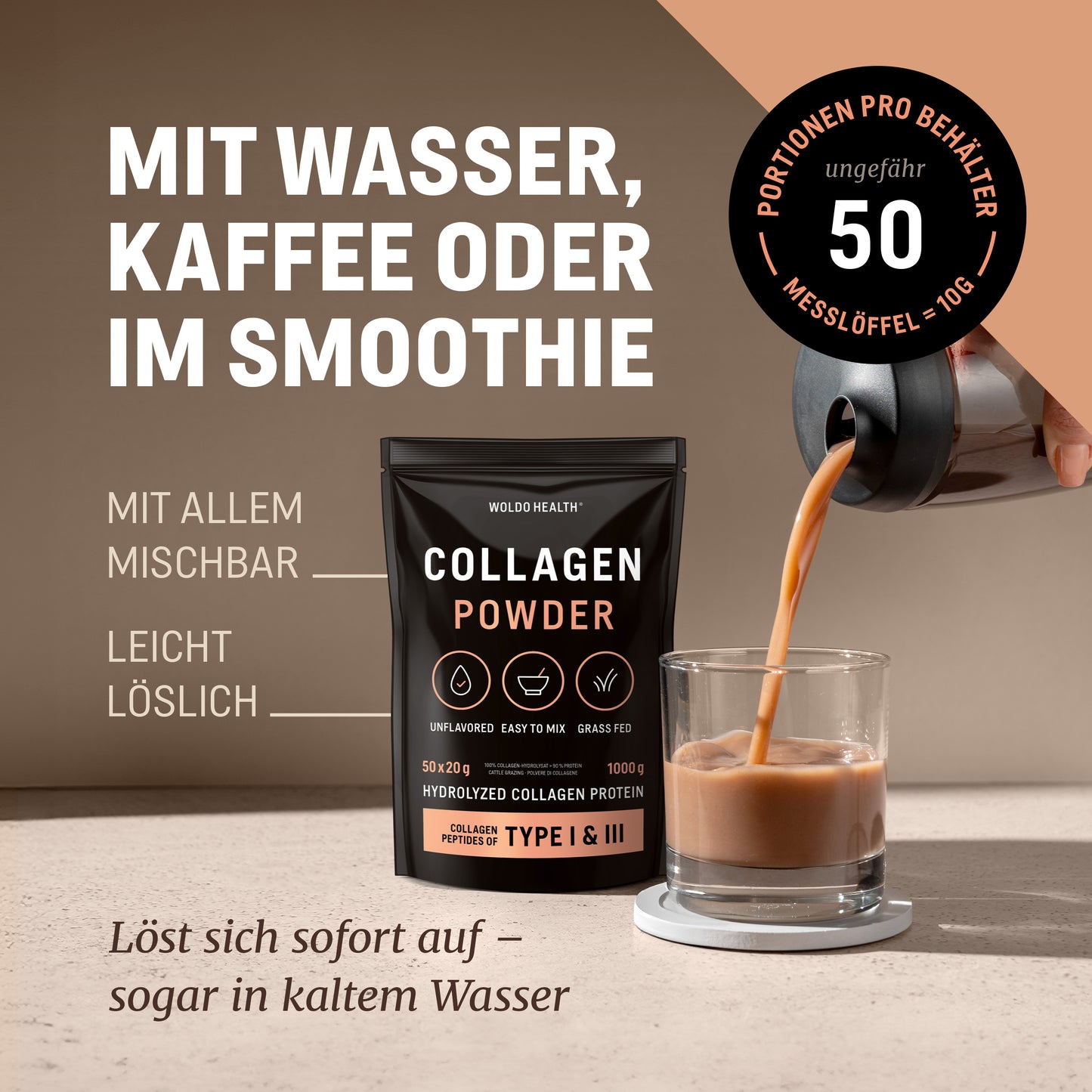 WoldoHealth Collagen Pulver Hydrolysat 1 kg