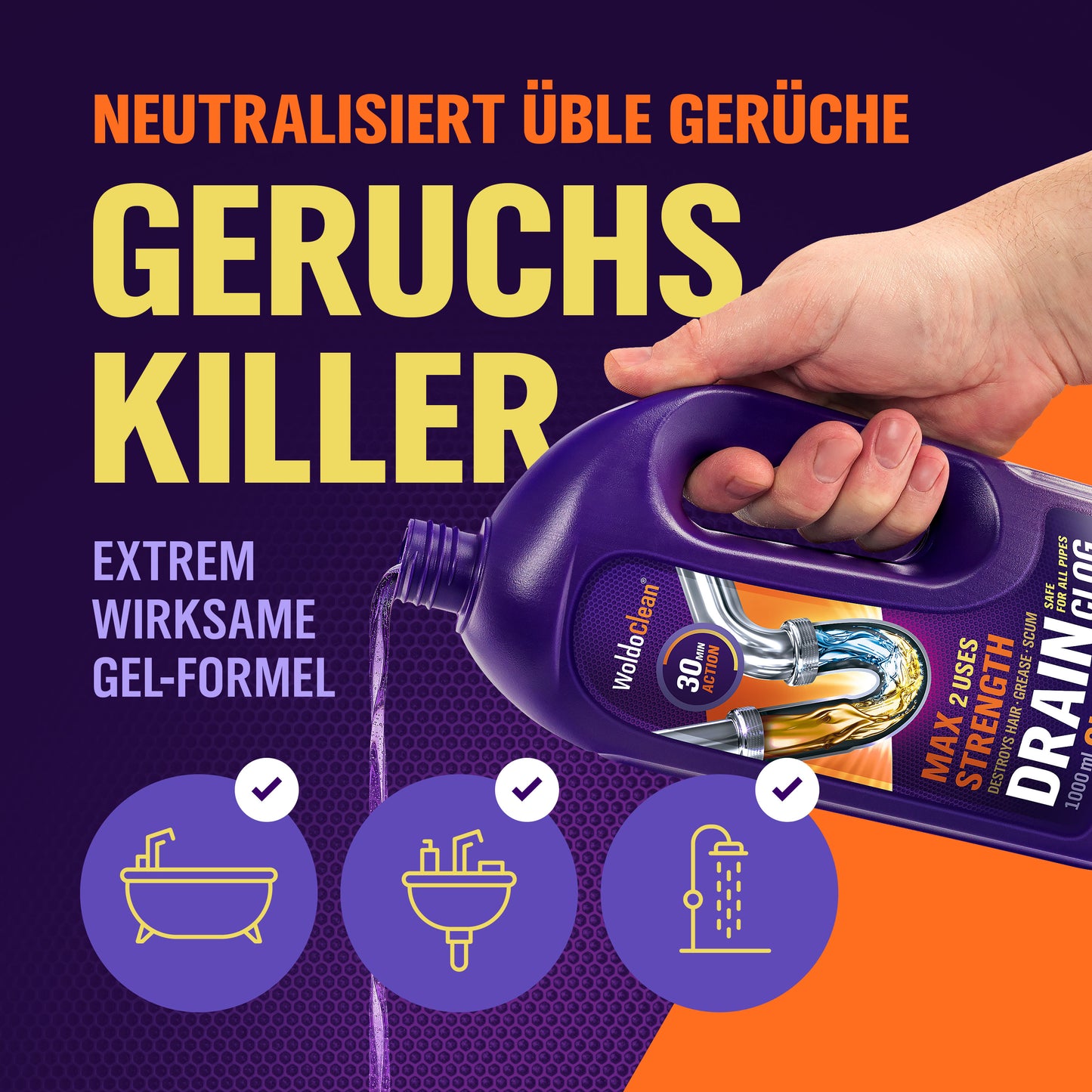 Woldoshop Abflussreiniger Abflussfrei Flüssig