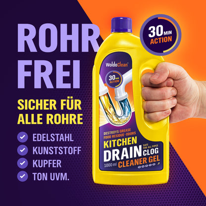 WoldoClean Rohrreiniger Küche Gel 1000ml extra stark