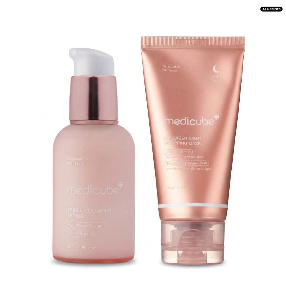 Medicube Collagen Serum und Night Wrapping Mask Pflege Duo