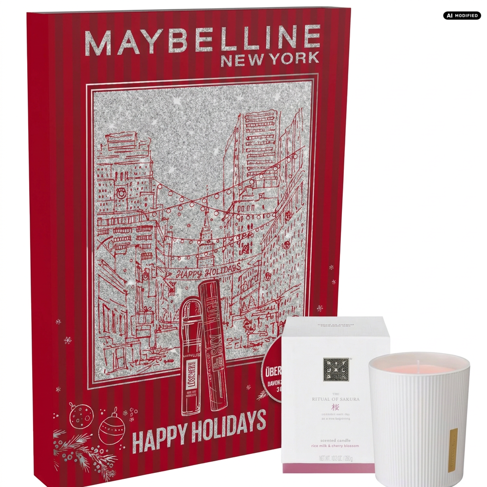 Maybelline Adventskalender 2026 Make-up Nagel-Set mit Rituals Kerze