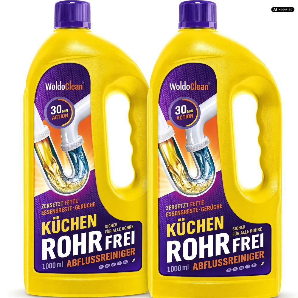 WoldoClean Rohrreiniger Küche Gel extra stark 2er Set