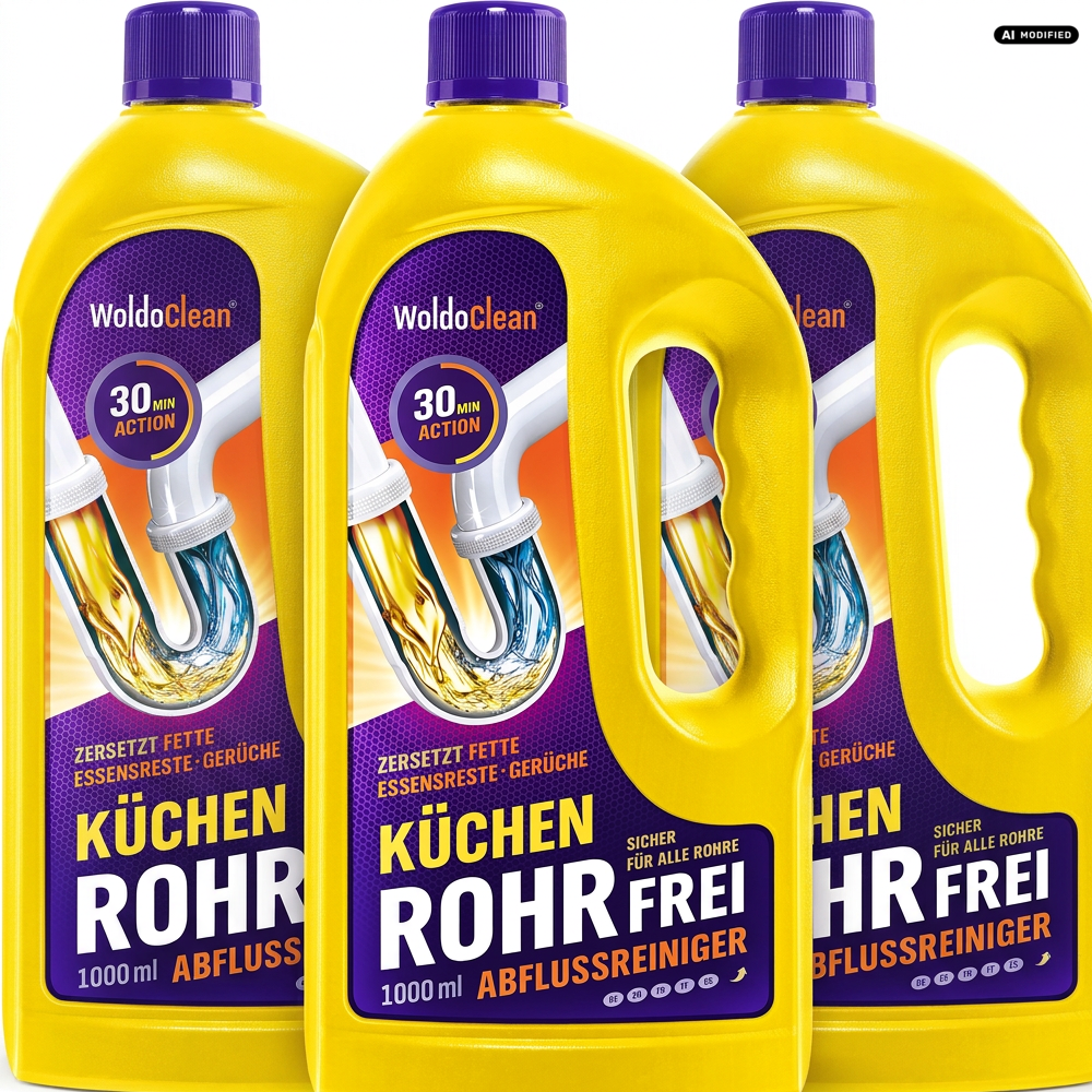 WoldoClean Rohrreiniger Küche Gel extra stark 3er Set