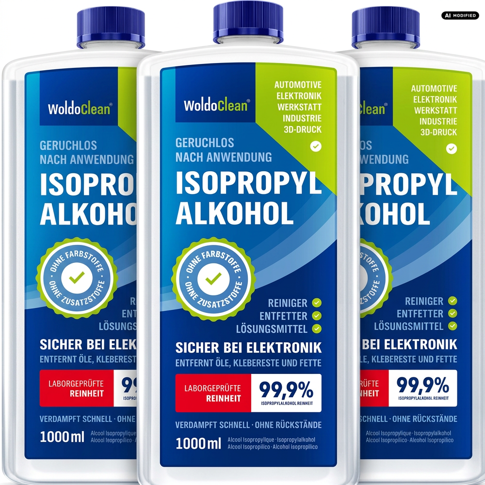 WoldoClean Isopropanol 99,9% Reinigungsalkohol 3er Set