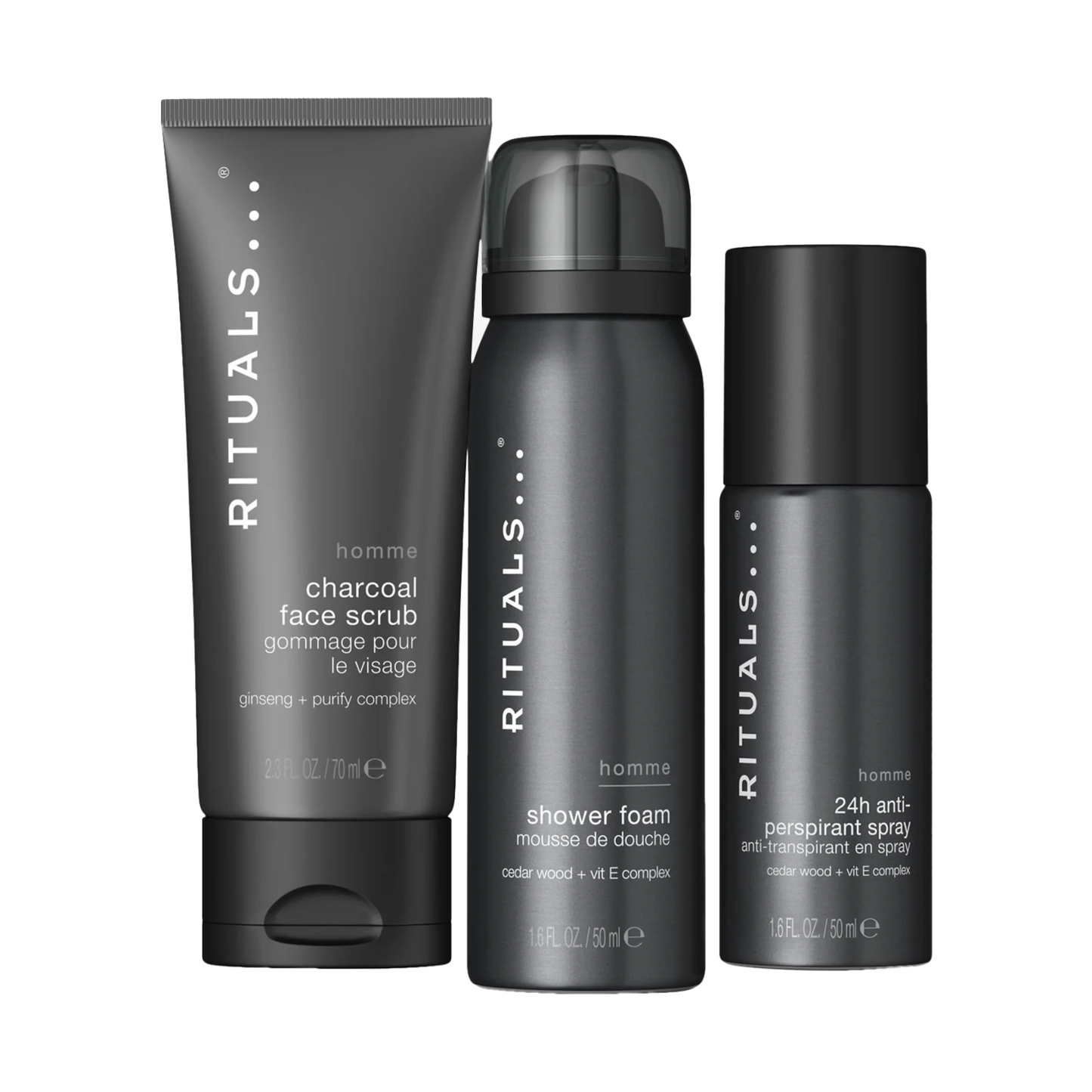 Rituals Homme Trial Set – Duschschaum, Anti‑Perspirant & Gesichtspeeling